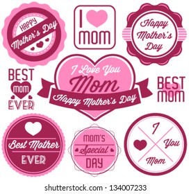 Mother's Day Badges and Labels in Vintage Style