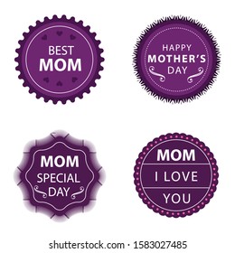 mothers day badges set with white background