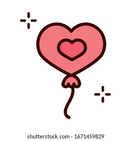 mothers day, balloon shaped heart love celebration decoration vector illustration line and fill style icon