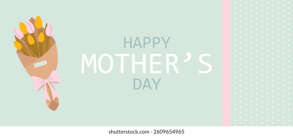 Mother's Day banner with a beautiful bouquet of tulips