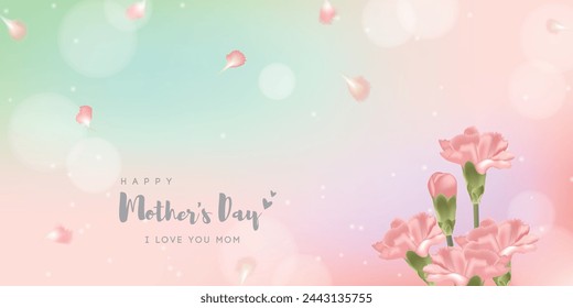 Mother's day banner with carnation illustration