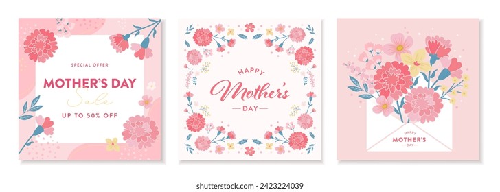 Mother's day banner collection. carnation design. Vector illustration background.