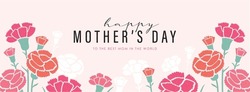 Mother's Day Banner Design With Beautiful Carnation Flowers.