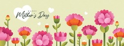 Mother's Day Banner Design With Beautiful Carnation Flowers.