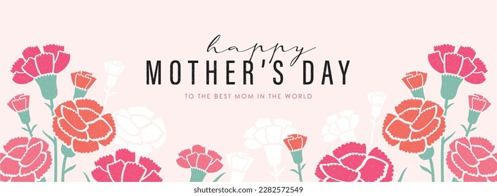 Diseño de pancartas del día de la madre con hermosas flores de Carnación.