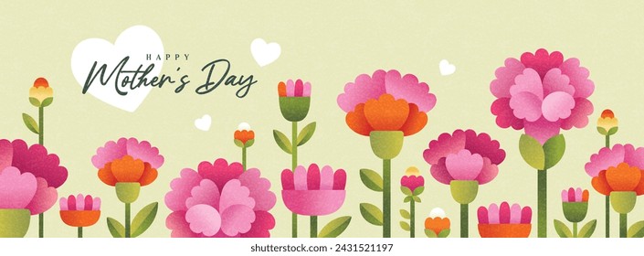 Mother's day banner design with beautiful Carnation flowers.