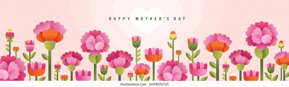 Mother's day banner design with beautiful Carnation flowers.