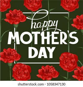 Mother's Day banner  with red carnations. Vector illustration