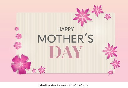Mother's Day. Banner with soft pastel colors and textured background. Post for social networks. Wallpaper, flowers, frame.
