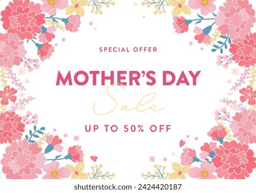 Mother's day banner template. carnation design. Vector illustration background.