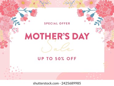 Mother's day banner template. carnation design. Vector illustration background.