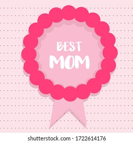 mothers day best mom badge illustration pink style