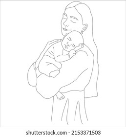 Mothers Day. Best mom. Super mom. Lineart. 10 th May.