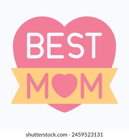 Mother's Day, Best Mom Vector Icon, Flat Style Isolated Vector Icon.