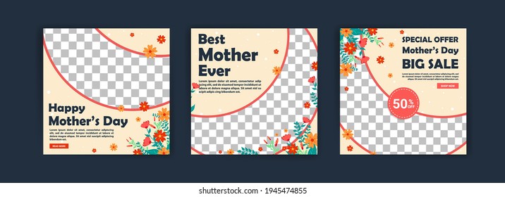 Mother's Day. Best mother ever. Banners vector for social media ads, web ads, business messages, discount flyers and big sale banner.