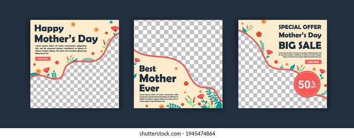 Mother's Day. Best mother ever. Banners vector for social media ads, web ads, business messages, discount flyers and big sale banner.