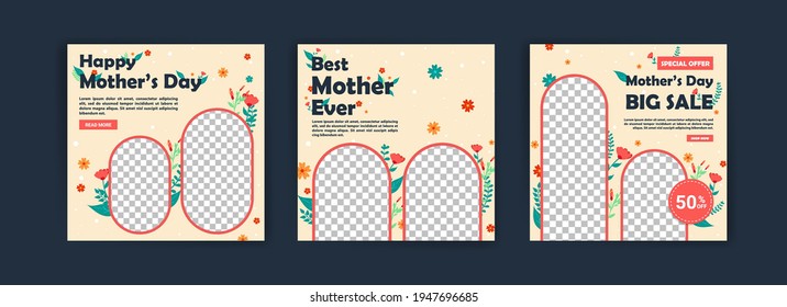 Mother's Day. Best mother ever. Banners vector for social media ads, web ads, business messages, discount flyers and big sale banner.