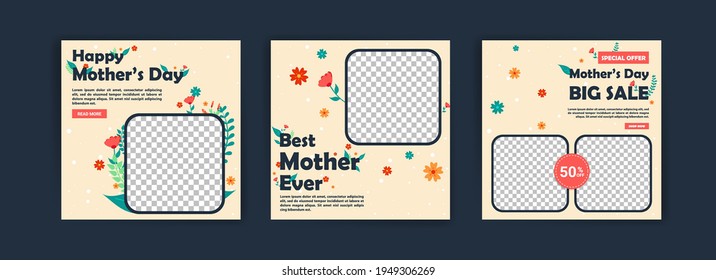 Mother's Day. Best mother ever. Banners vector for social media ads, web ads, business messages, discount flyers and big sale banner.