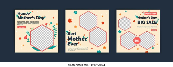 Mother's Day. Best mother ever. Banners vector for social media ads, web ads, business messages, discount flyers and big sale banner.