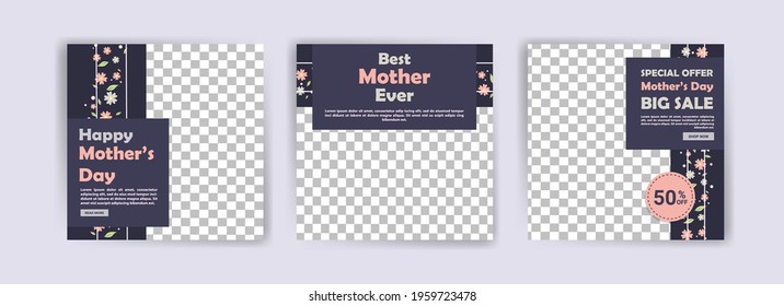 Mother's Day. Best mother ever. Banners vector for social media ads, web ads, business messages, discount flyers and big sale banner.