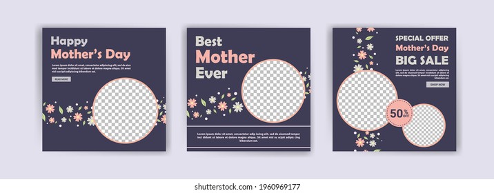 Mother's Day. Best mother ever. Banners vector for social media ads, web ads, business messages, discount flyers and big sale banner.
