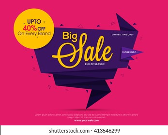 Mother's Day Big Sale, Big Sale Tag, Sale Poster, Sale Banner, Sale Flyer, Upto 40%, Vector illustration. 