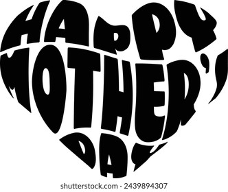 Mother's Day black logo arranged in a heart shape