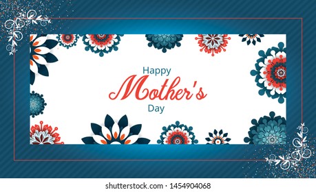 Mother's day blue design with beautiful blossom flowers