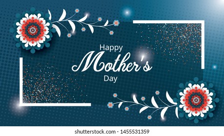 Mother's day blue design with beautiful blossom flowers