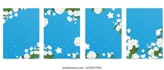 mother's day blue invitation with jasmine for a4 vertical design