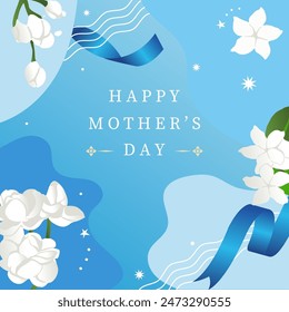 mother's day blue invitation with jasmine for square design