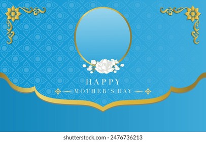 mother's day blue invitation with jasmine for horizontal design