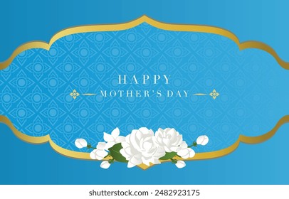 mother's day blue invitation with jasmine for horizontal design