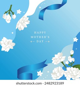 mother's day blue invitation with jasmine for square design