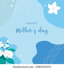 mother's day blue invitation with jasmine for square design