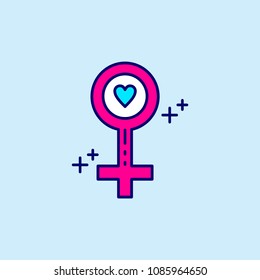 Mother's day blue and pink color icon on light blue background v