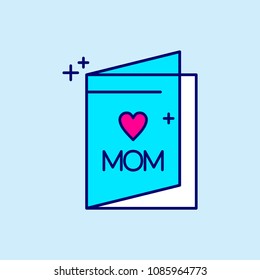 Mother's day blue and pink color icon on light blue background v