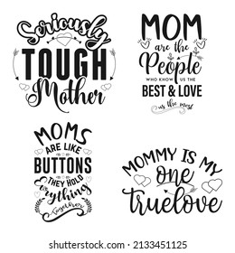 Mother's Day Bundle vector illustrations, Hand drawn lettering with anti Mother's day quotes, funny Mother's day Calligraphy graphic design typography for t-shirt, poster, sticker and card.