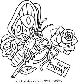 Mothers Day Butterfly Carrying Flower Isolated 