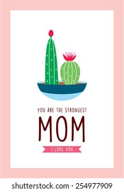 mother's day cactus greeting card