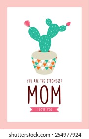 mother's day cactus greeting card