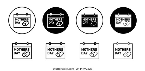 Mothers day calendar event planner schedule icon. happy mother day for women celebration symbol. mom or motherhood holiday