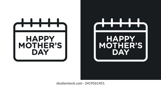 Mothers Day Calendar Icon designed in a line style on white background.