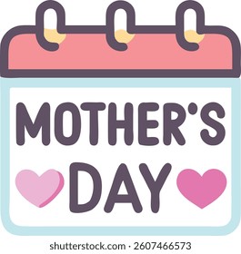 Mother's Day calendar icon with heart and holiday theme. Mother's Day Calendar Icon