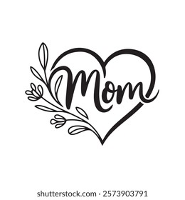 Mothers day calligraphy MOM quotes with floral elements vector illustration  Lettering happy mothers day. Beautiful mommy, blessed mama