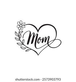 Mothers day calligraphy MOM quotes with floral elements vector illustration  Lettering happy mothers day. Beautiful mommy, blessed mama