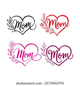 Mothers day calligraphy MOM quotes with floral elements vector illustration  Lettering happy mothers day. Beautiful mommy, blessed mama