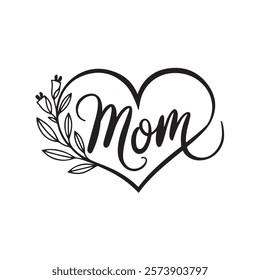 Mothers day calligraphy MOM quotes with floral elements vector illustration  Lettering happy mothers day. Beautiful mommy, blessed mama