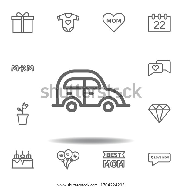 mothers day car outline icon. set of mothers\
day illustration icon. Signs and symbols can be used for web, logo,\
mobile app, UI, UX on white\
background