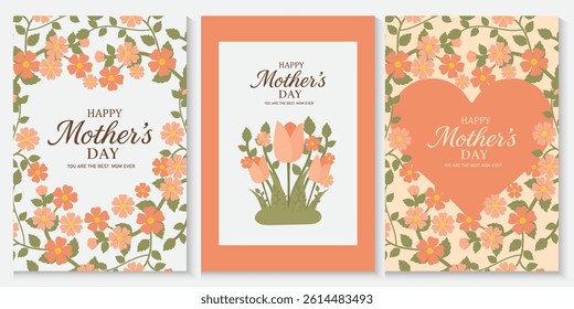 Mother's Day card, banner, poster, flyer, label or cover with wild flowers, Narcissus flower Floral, can be used for Valentine's day, holiday templates, Womens Day, birthday, Easter decor, web, ads.